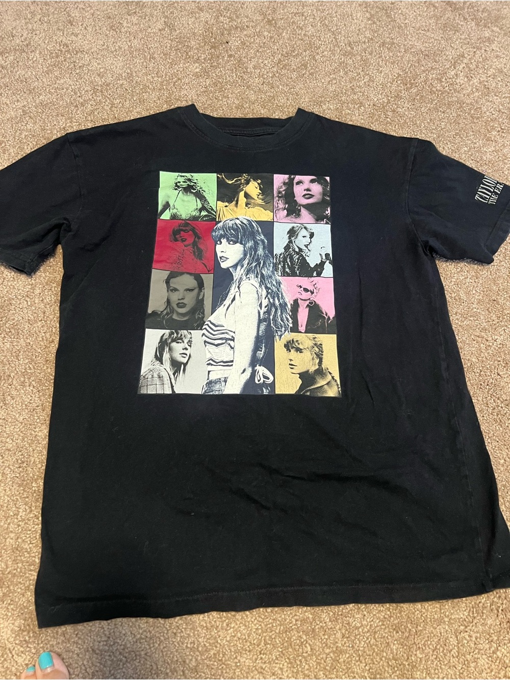 Taylor Swift Black ERAS Tour tee with Multi-Color Portrait Panels- UNISEX .